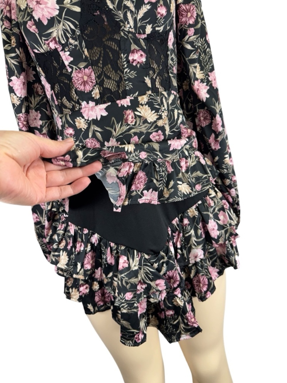 Forever 21 Black Mini Dress with Pink Floral Print - Picture 5 of 15